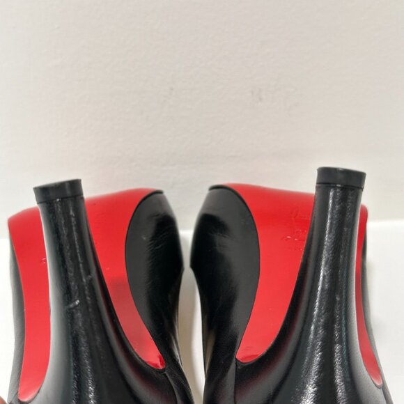 Christian Louboutin Black Leather Platform Peep Toe Heels Pumps Size 38.5 - Picture 10 of 16